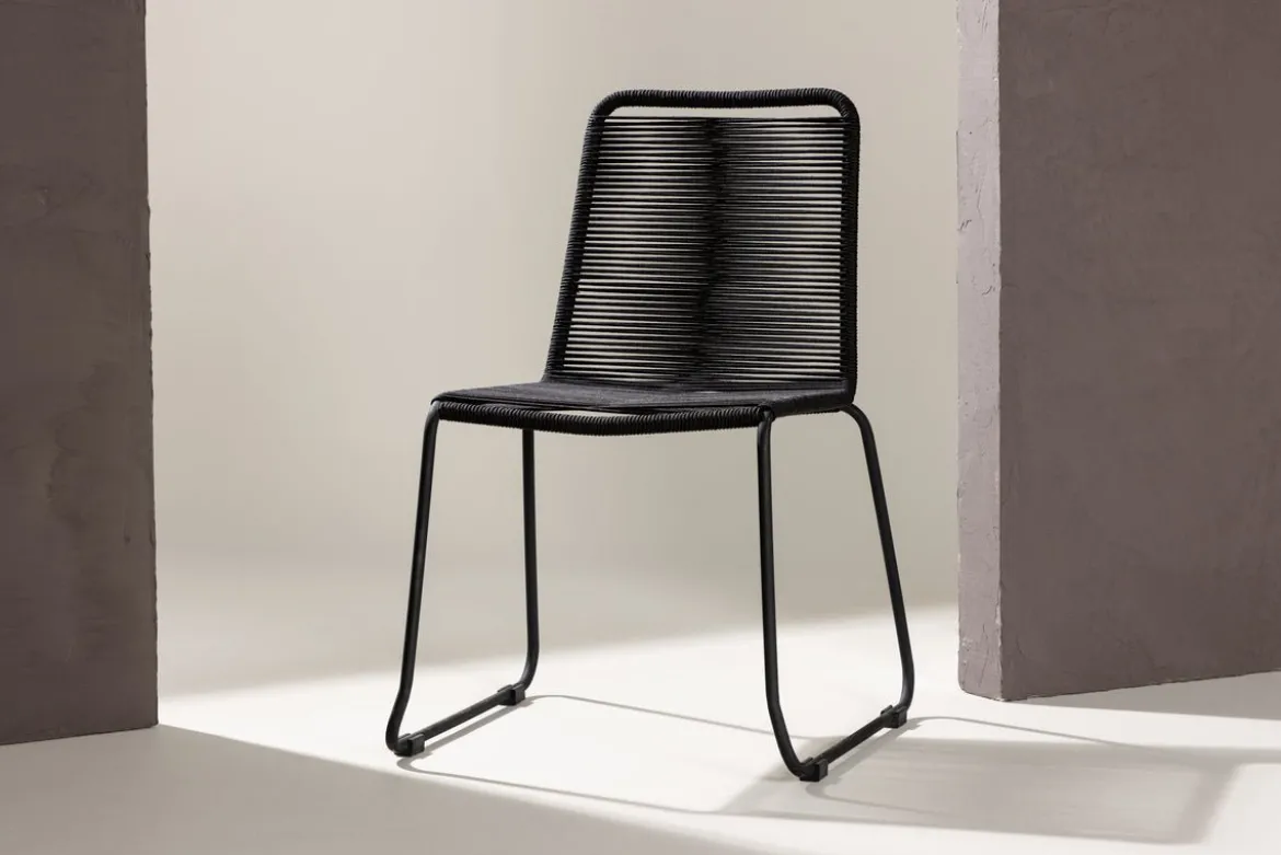 Gartenstuhl Mirava - in Schwarz mit Polyesterseil