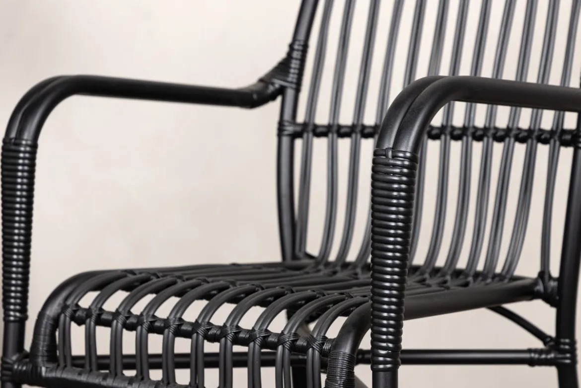 Gartenstuhl Tivaro - aus Rattan in Schwarz