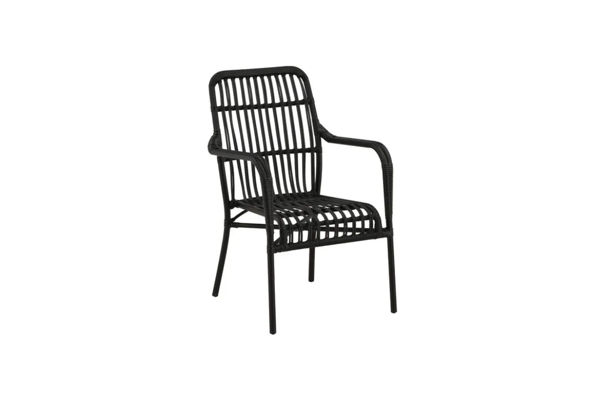 Gartenstuhl Tivaro - aus Rattan in Schwarz