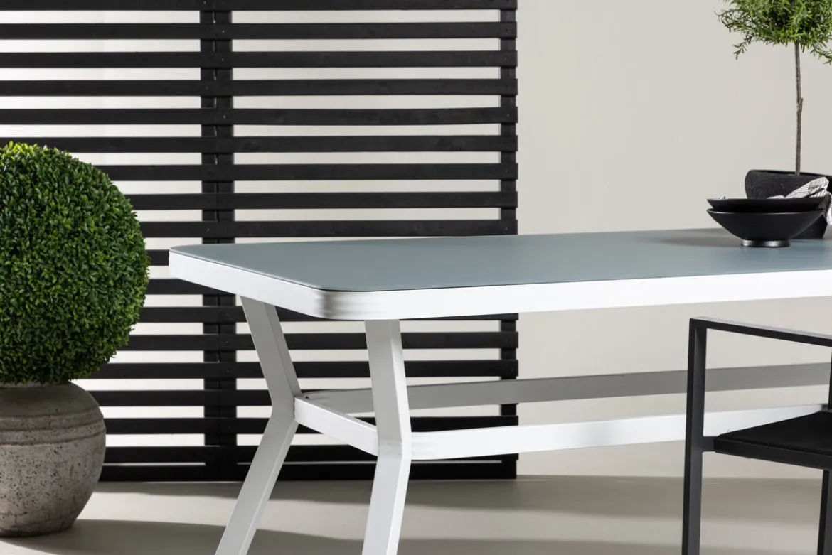 Gartentisch Amaré - Matte Glasplatte auf Aluminiumgestell