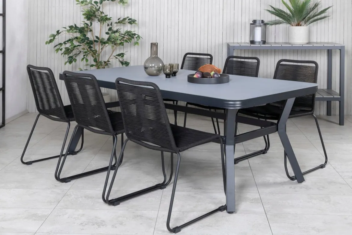 Gartentisch Amaré - Matte Glasplatte auf Aluminiumgestell