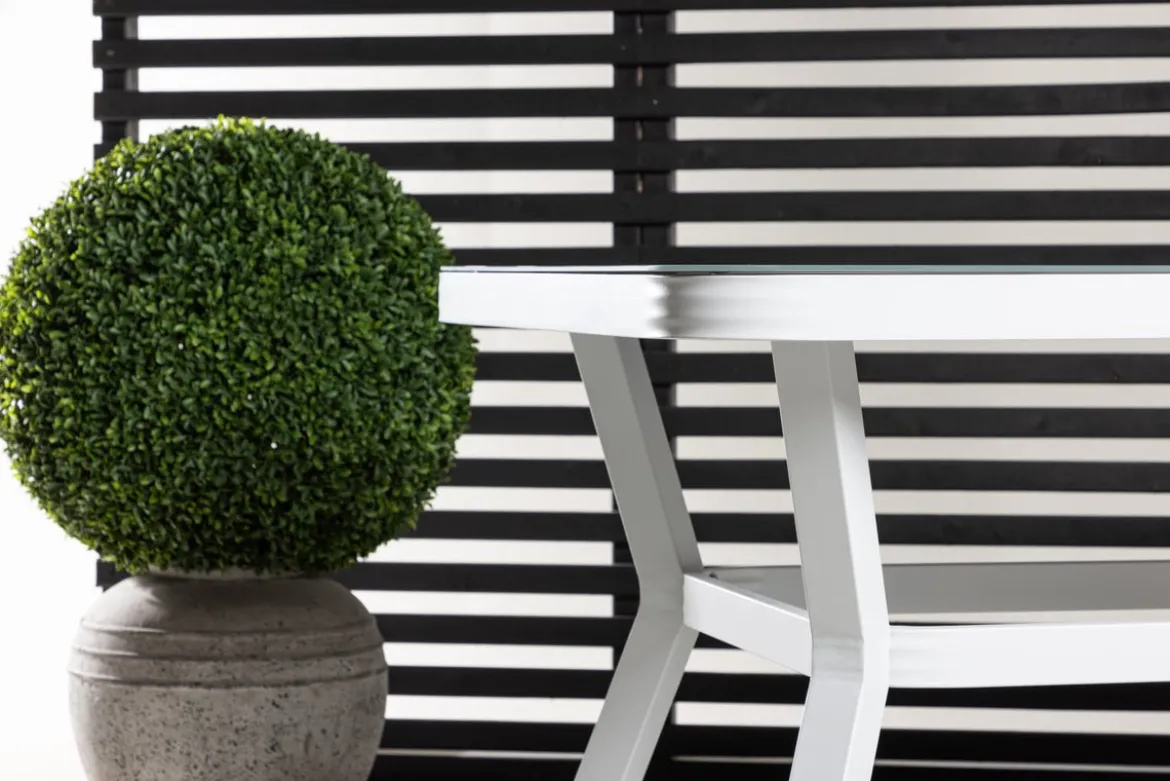 Gartentisch Amaré - Matte Glasplatte auf Aluminiumgestell