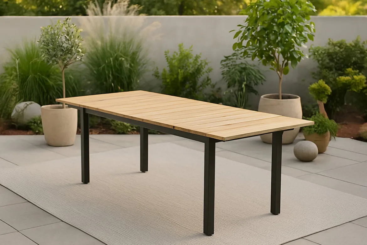 Gartentisch Caimana - ein ausziehbarer Esstisch mit edler Teakholzplatte