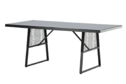 Gartentisch Kaoni - eine Kombination aus schwarzem Stahl und dunkler Glasplatte