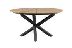 Gartentisch Mirani - ein runder Esstisch aus Metall und Teakholz