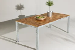 Gartentisch Nyota - Rechteckiger Esstisch mit Akazienholzplatte auf Stahlgestell