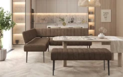 Gepolsterte Essbank Montero aus robustem Stoff mit Metallbeinen