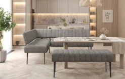 Gepolsterte Essbank Montero aus robustem Stoff mit Metallbeinen