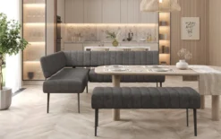 Gepolsterte Essbank Montero aus robustem Stoff mit Metallbeinen