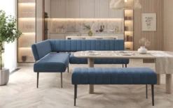 Gepolsterte Essbank Montero aus wasserabweisendem Samt mit Metallbeinen