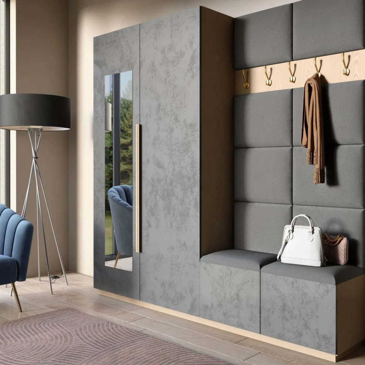 Gepolstertes Wandpaneel - Set Samt 100x200 cm