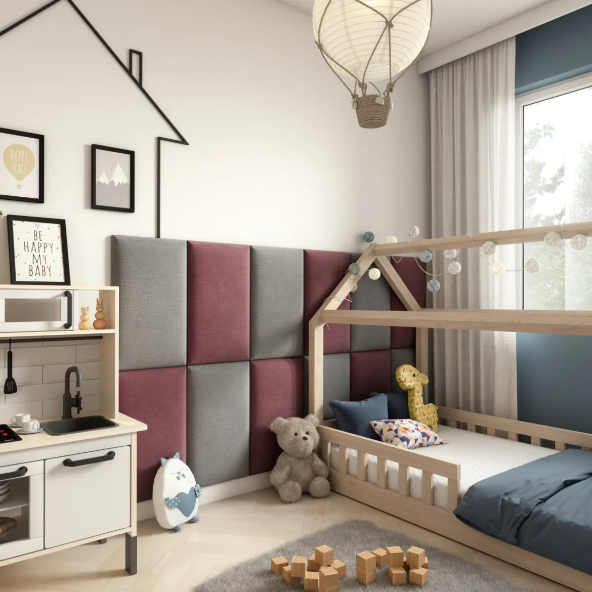 Gepolstertes Wandpaneel - Set Samt 180x100 cm