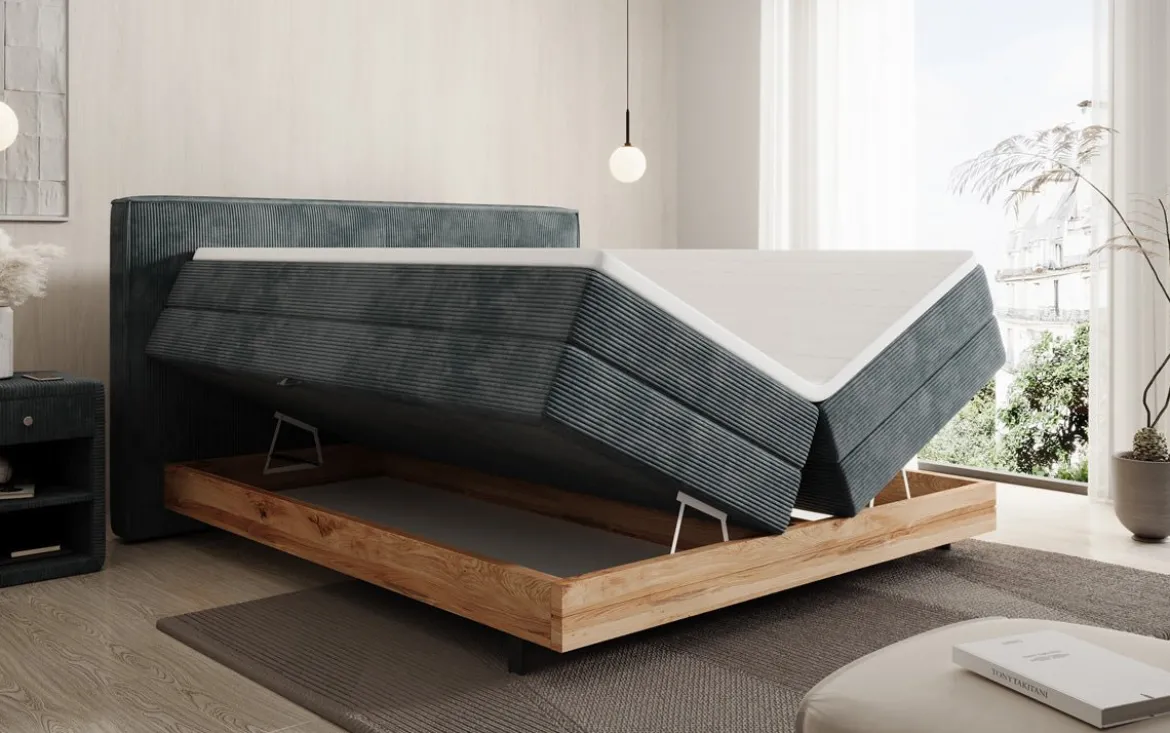 Holzbett/Boxspringbett Nero mit Stauraum in Cord
