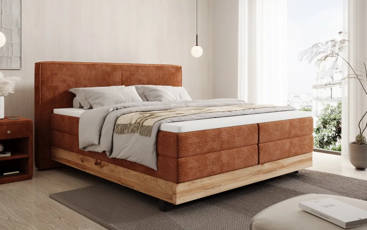 Holzbett/Boxspringbett Nero mit Stauraum in Cord