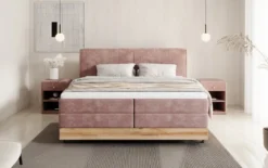 Holzbett/Boxspringbett Nero mit Stauraum in Cord