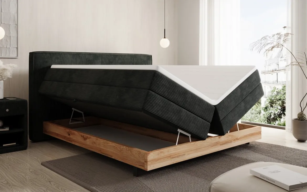 Holzbett/Boxspringbett Nero mit Stauraum in Cord