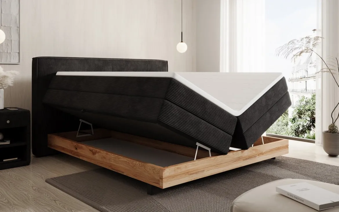 Holzbett/Boxspringbett Nero mit Stauraum in Cord