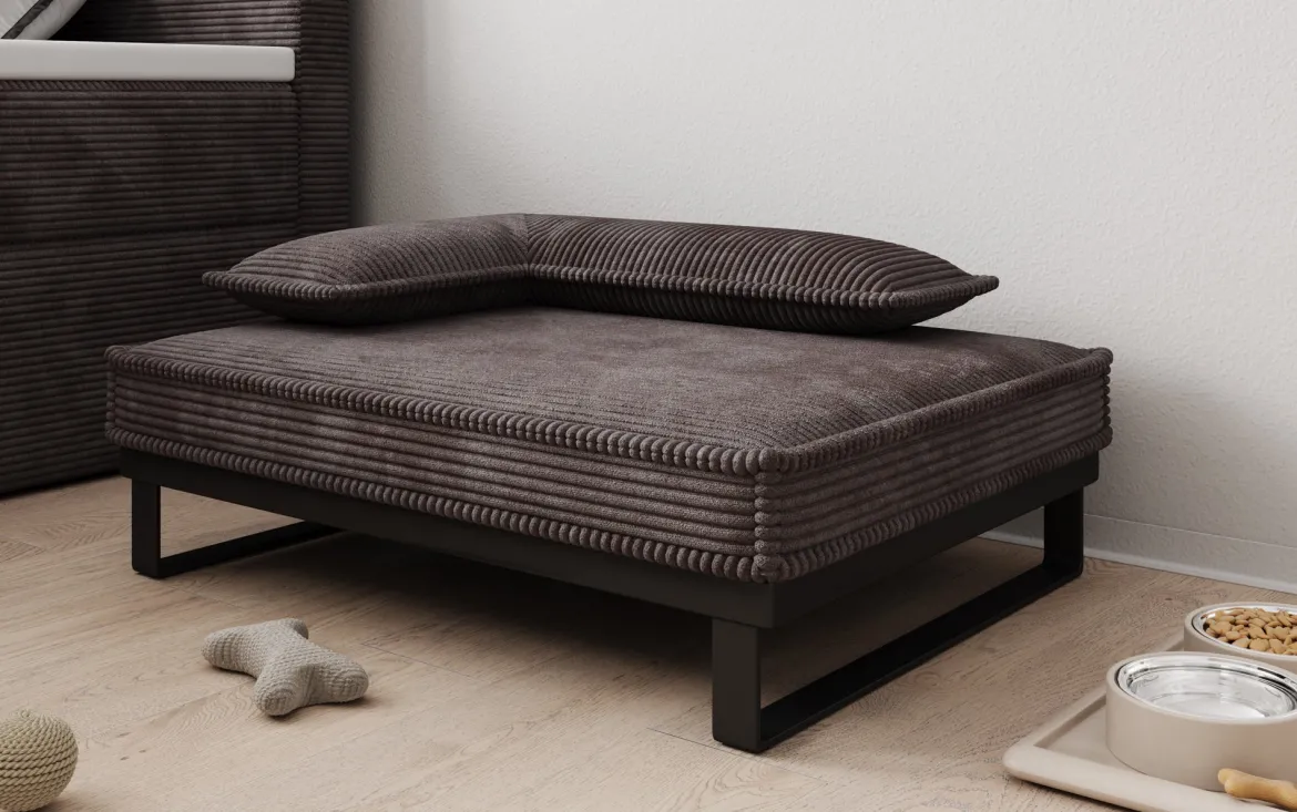 Hundebett Milo – 80×60 cm mit Cordbezug & Metallrahmen