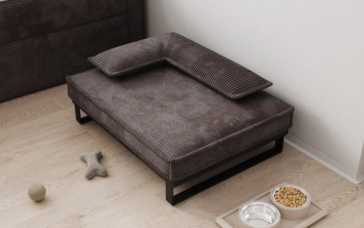 Hundebett Milo – 80×60 cm mit Cordbezug & Metallrahmen