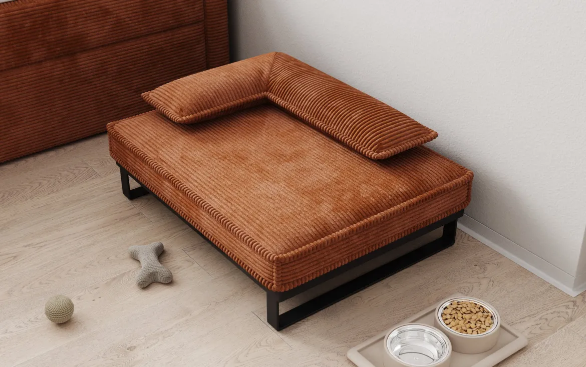 Hundebett Milo – 80×60 cm mit Cordbezug & Metallrahmen