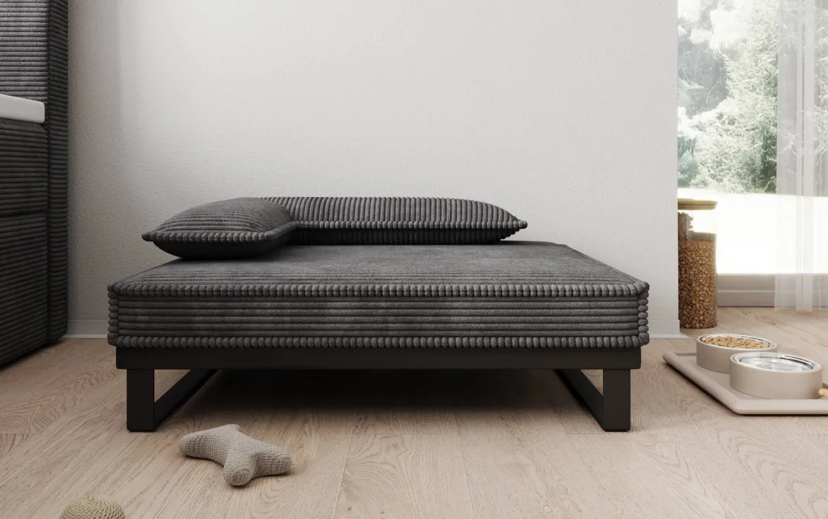Hundebett Milo – 80×60 cm mit Cordbezug & Metallrahmen