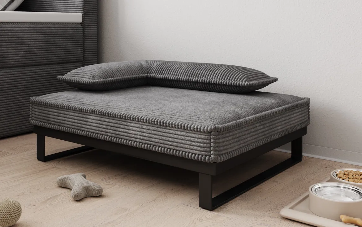 Hundebett Milo – 80×60 cm mit Cordbezug & Metallrahmen