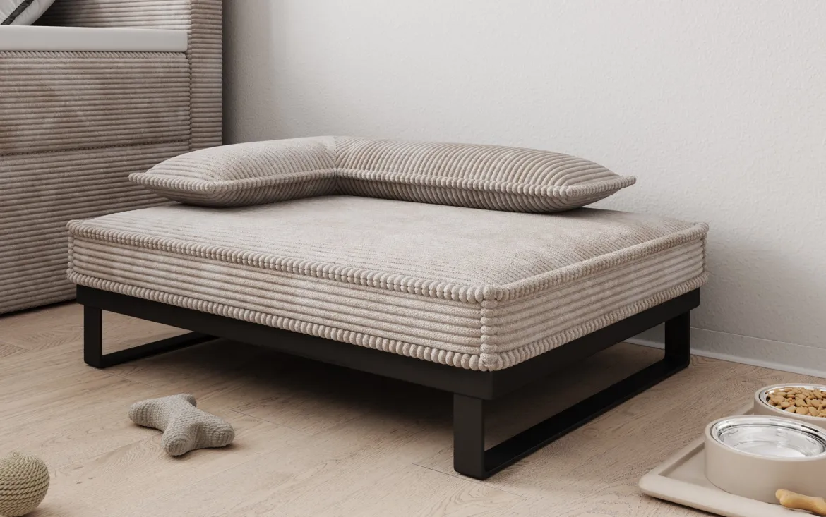 Hundebett Milo – 80×60 cm mit Cordbezug & Metallrahmen