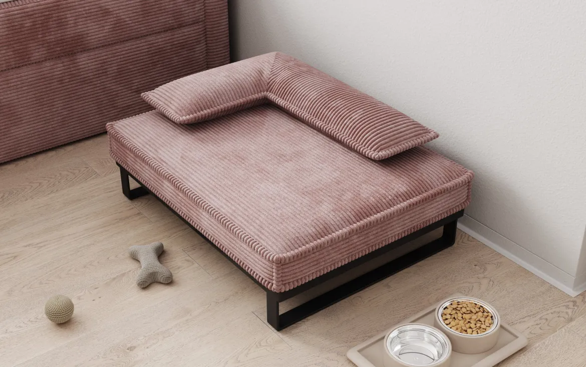 Hundebett Milo – 80×60 cm mit Cordbezug & Metallrahmen