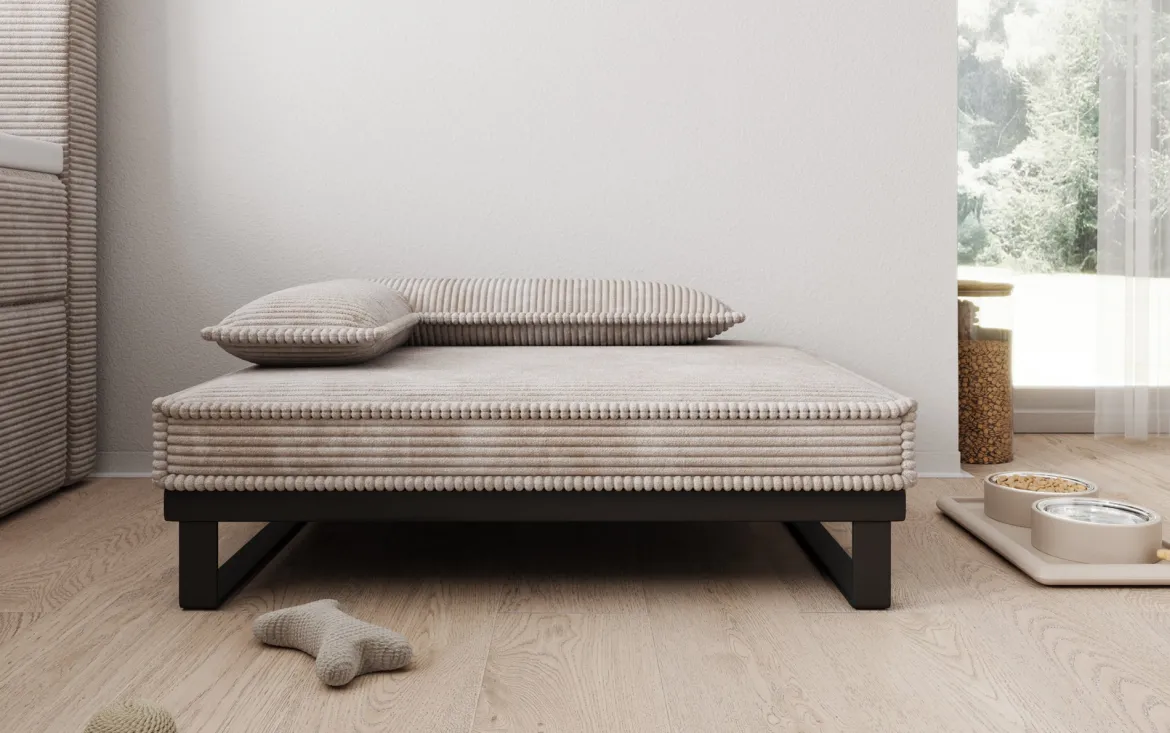 Hundebett Milo – 80×60 cm mit Cordbezug & Metallrahmen