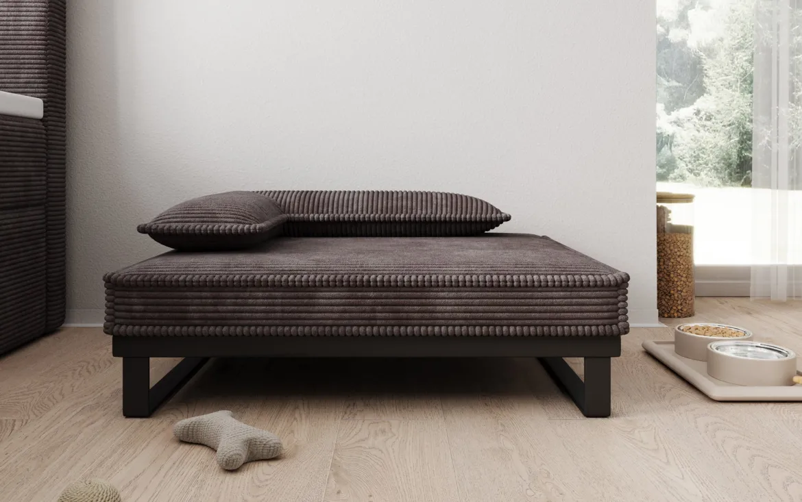 Hundebett Milo – 80×60 cm mit Cordbezug & Metallrahmen
