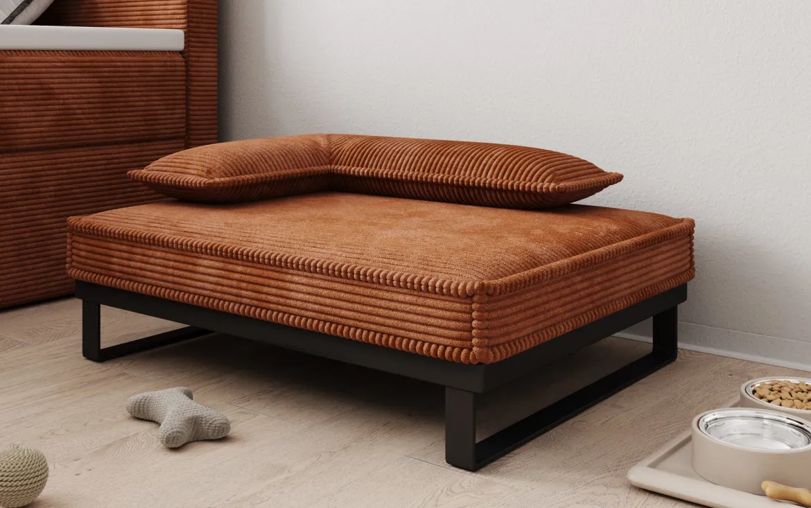 Hundebett Milo – 80×60 cm mit Cordbezug & Metallrahmen