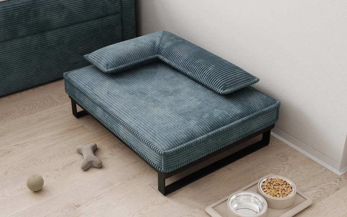 Hundebett Milo – 80×60 cm mit Cordbezug & Metallrahmen