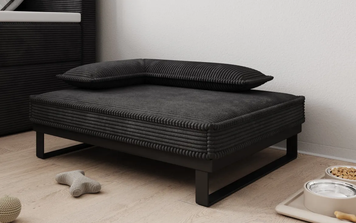 Hundebett Milo – 80×60 cm mit Cordbezug & Metallrahmen