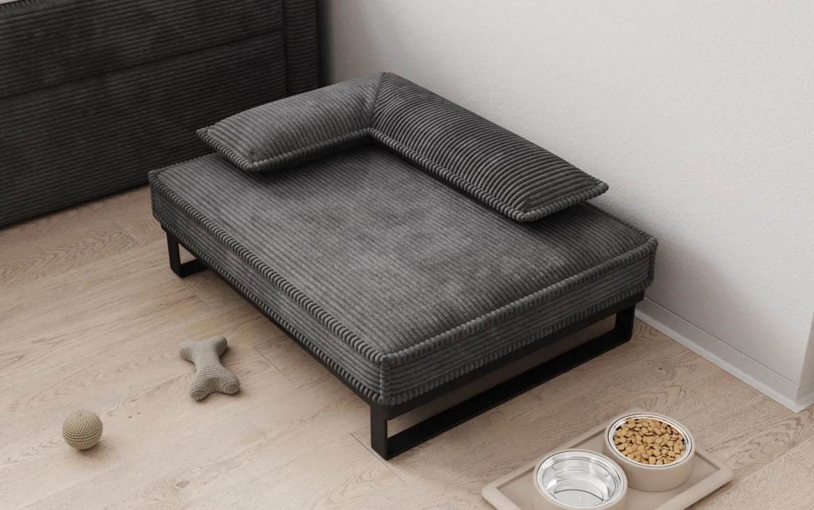 Hundebett Milo – 80×60 cm mit Cordbezug & Metallrahmen
