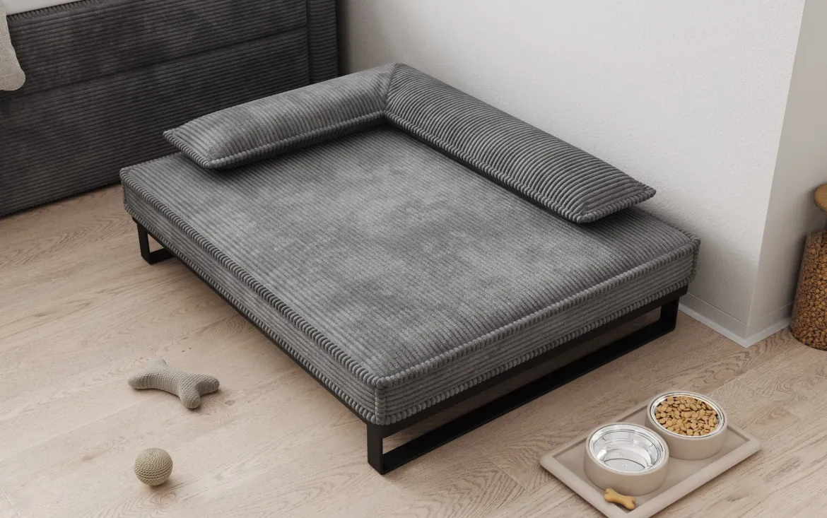 Hundebett Milo – 80×100 cm mit Cordbezug & Metallrahmen