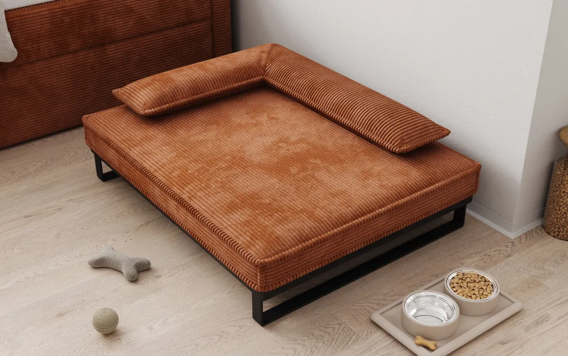 Hundebett Milo – 80×100 cm mit Cordbezug & Metallrahmen