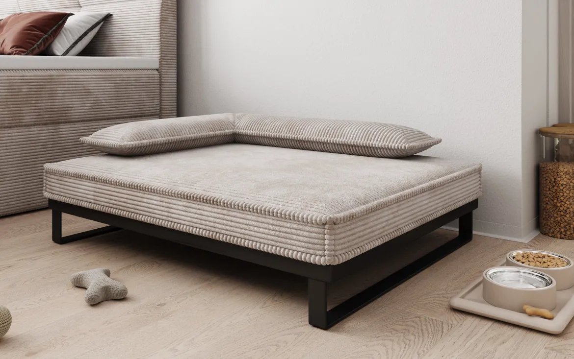 Hundebett Milo – 80×100 cm mit Cordbezug & Metallrahmen