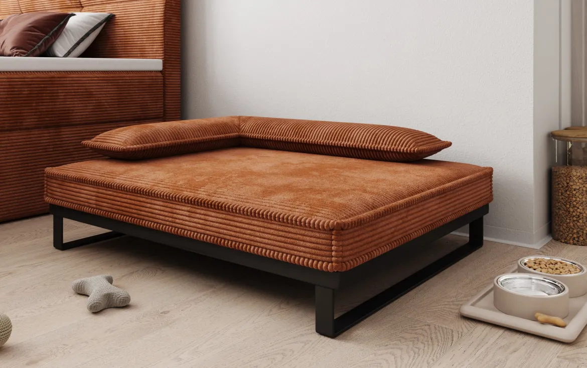 Hundebett Milo – 80×100 cm mit Cordbezug & Metallrahmen