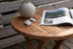 Kaffeetisch Hans - Ø50 mit Teakholz in Natur-Optik