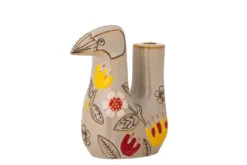 Kerzenhalter Aviya – Handbemalte Vogelfigur mit floralen Details