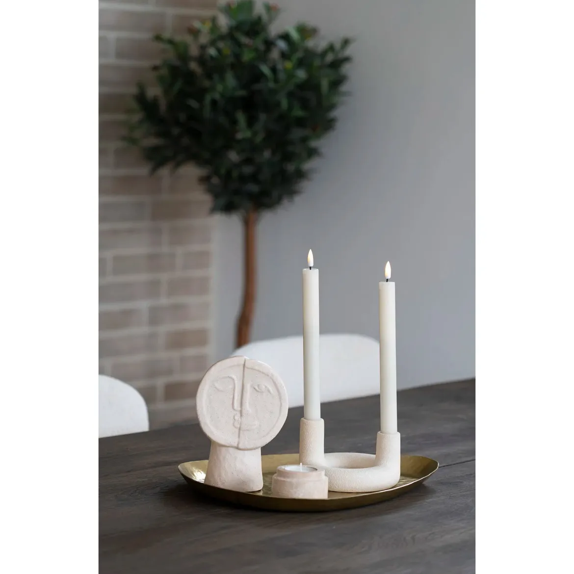 Kerzenhalter „Ceramo Duo“ – Keramik in Beige