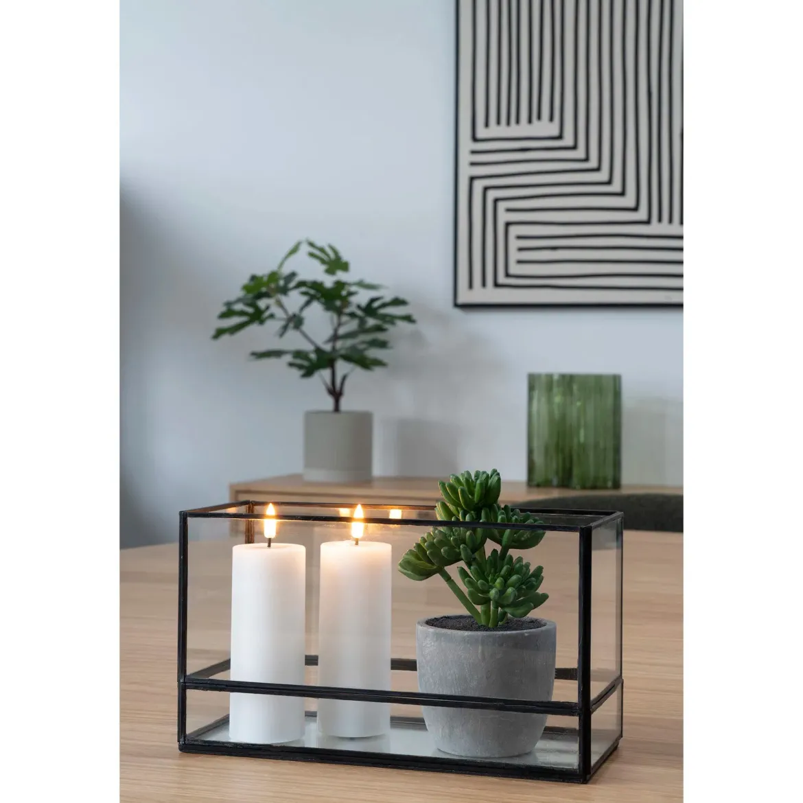 Kerzenhalter „Ferro Recta“ – Metall & Glas in Schwarz