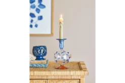 Kerzenhalter Fuad – mundgeblasenes Glas in Blau & Bernstein