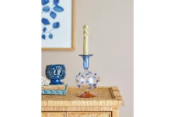 Kerzenhalter Fuad – mundgeblasenes Glas in Blau & Bernstein