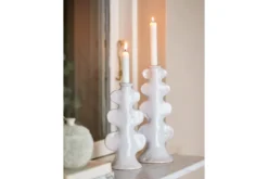 Kerzenhalter Lima – Weißes Steingut (2-teiliges Set)