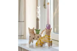 Kerzenhalter Lisa – handbemaltes Steingut in Braun (2er-Set)