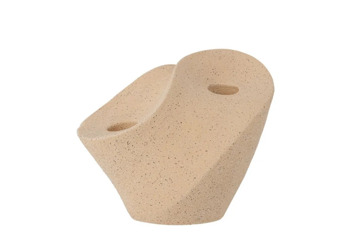 Kerzenhalter Loran – Steingut in Natur mit grafischer Form