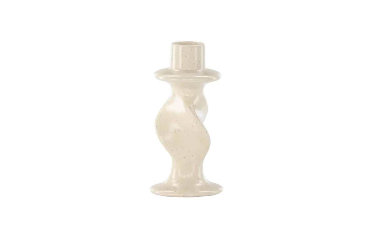 Kerzenhalter Medelin - Ø6 cm aus Steinzeug in der Farbe Beige
