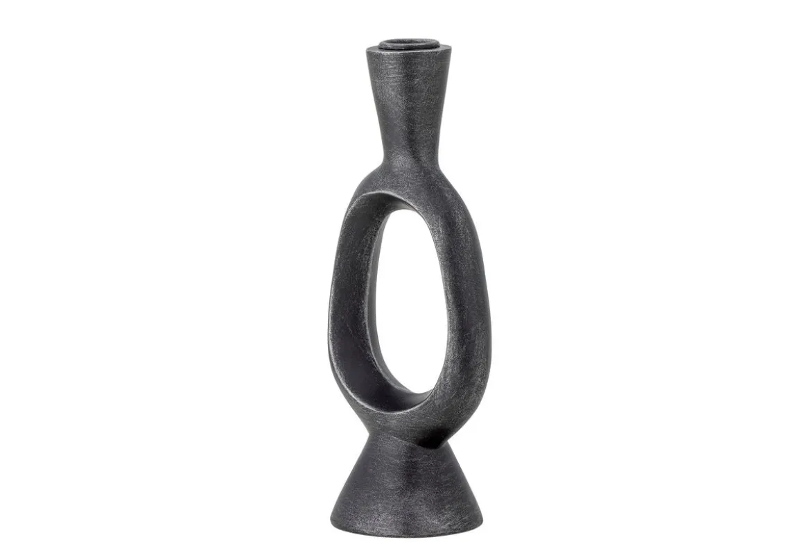 Kerzenhalter Noah – schwarzes Polyresin mit roher Metalloptik