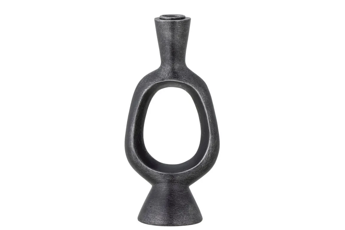 Kerzenhalter Noah – schwarzes Polyresin mit roher Metalloptik